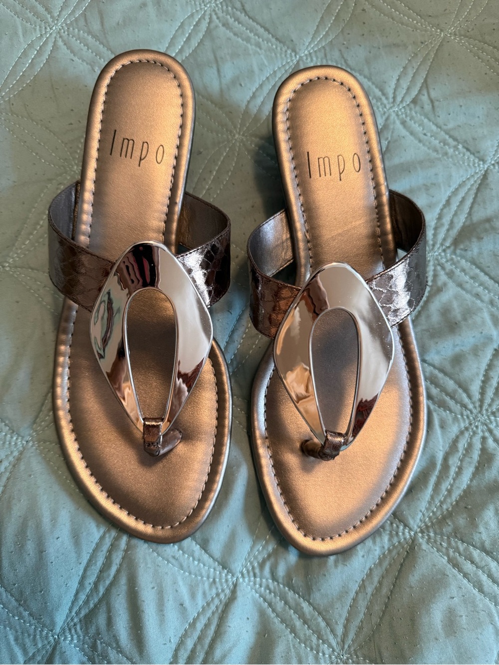 Impo Metallic Silver Slip-On Thong Sandals